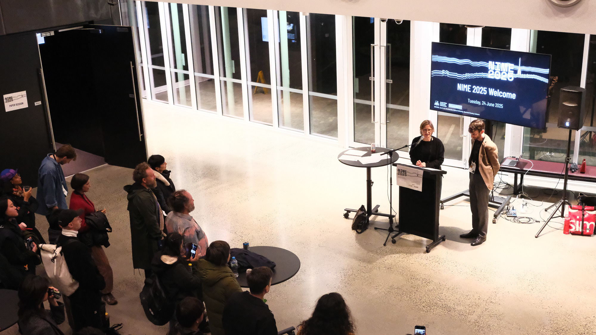Pia and Charles presenting at the NIME 2025 town hall. This could be you!