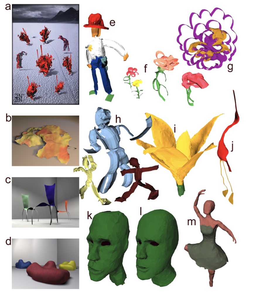 A variety of shapes created with Surface Drawing (Schkolne et al., 2001).