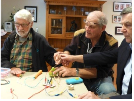 Elderly folks with makey makeys