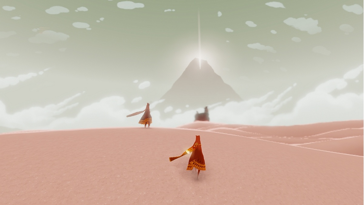 Journey (2011) had an unconventional coop mode with almost no communication possible and little gameplay gain except the feeling of shared experience.