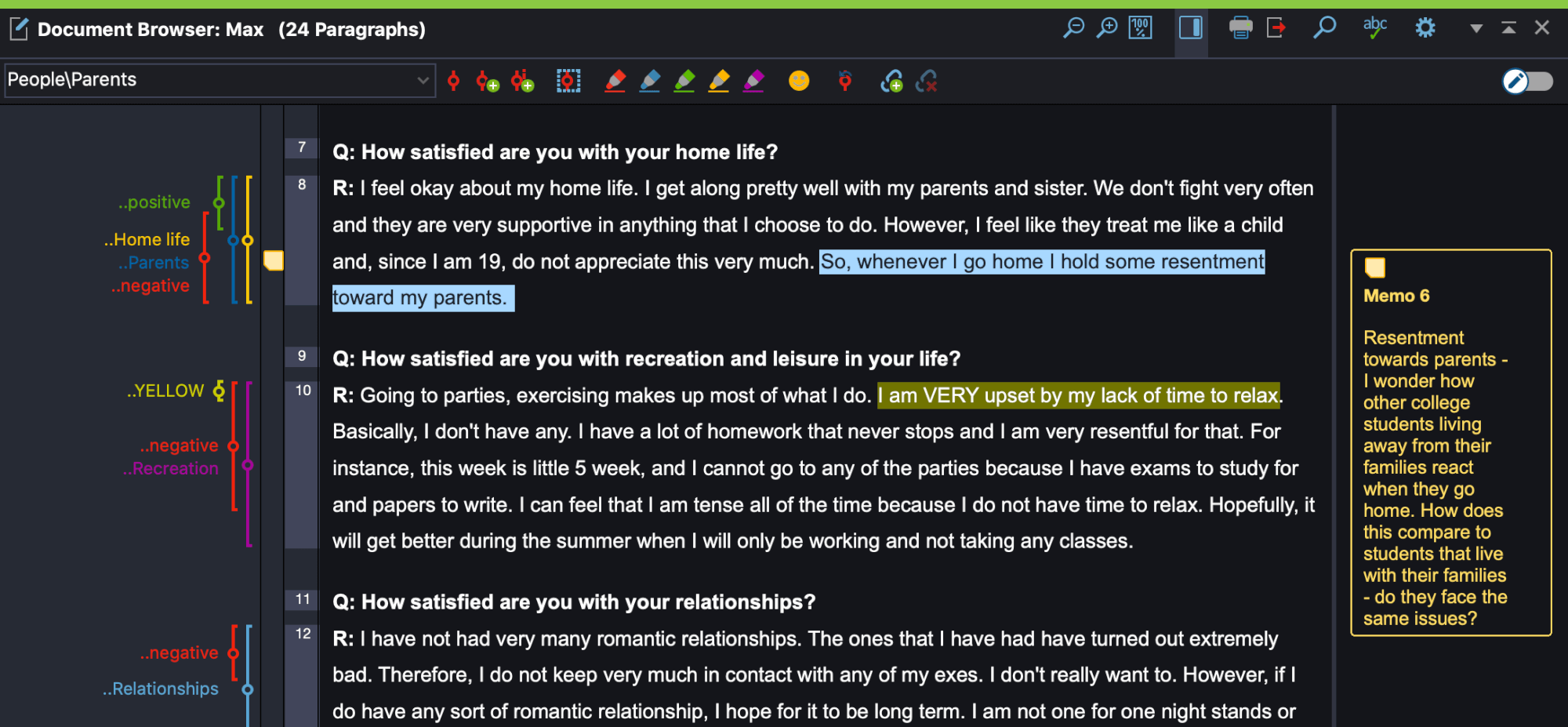 Coding text in MAXQDA (Image by MAXQDA)