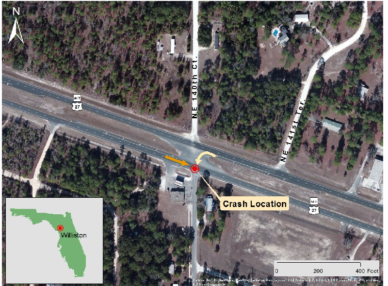 The crash intersection (National Transportation Safety Board, 2017).