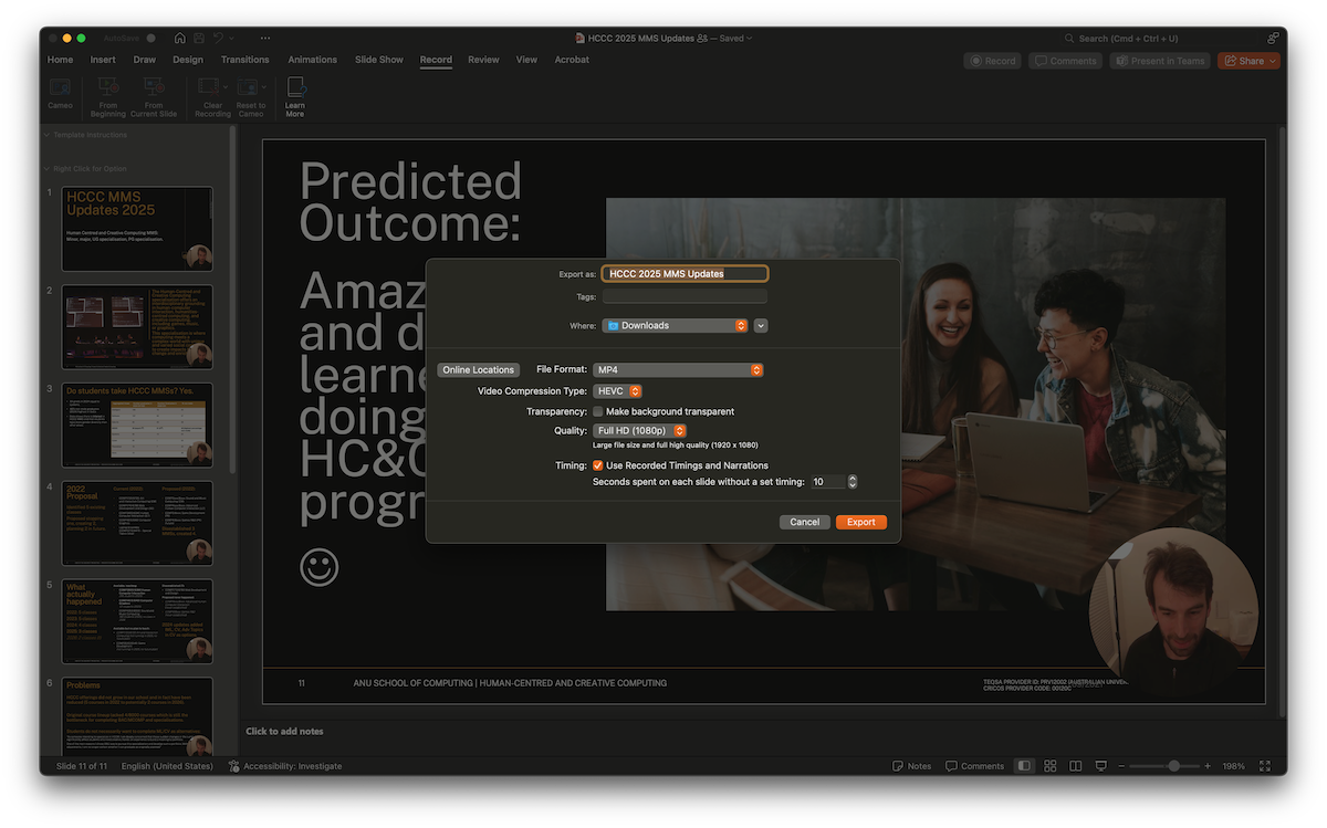 recording a presentation video in powerpoint