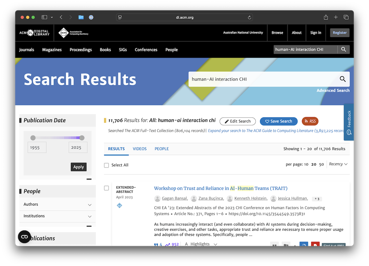 Finding sources with ACM Digital Library