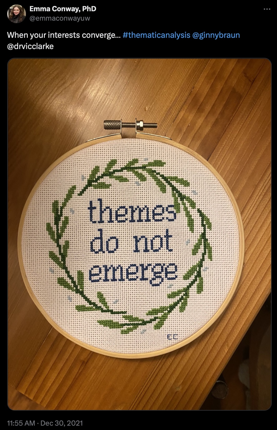 Themes do not emerge is a bit of a meme.