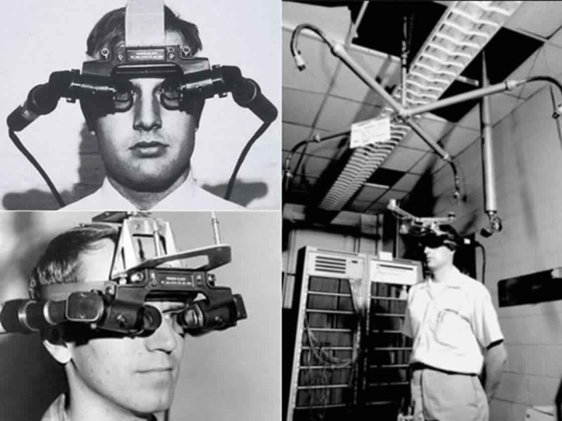 First augmented reality head-mounted display system. Source: (Sutherland, 1968).