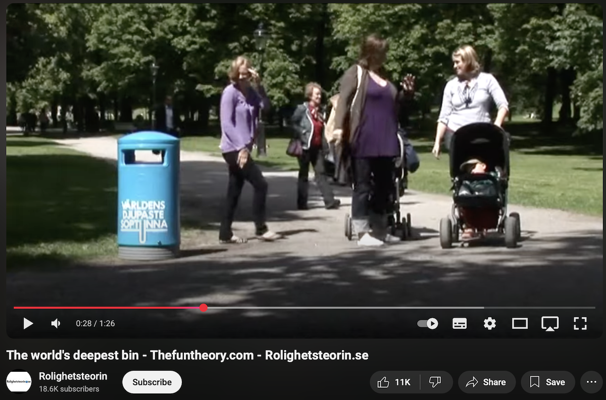 The world’s deepest bin (2009) a playful bin that sounds like dropping an rubbish in a deep hole.